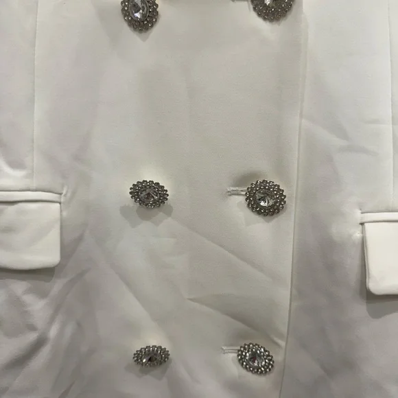 NWT Show Me Your Mumu Save the dress white blazer Rhinestone Elegant Mini Sz S - Picture 6 of 11